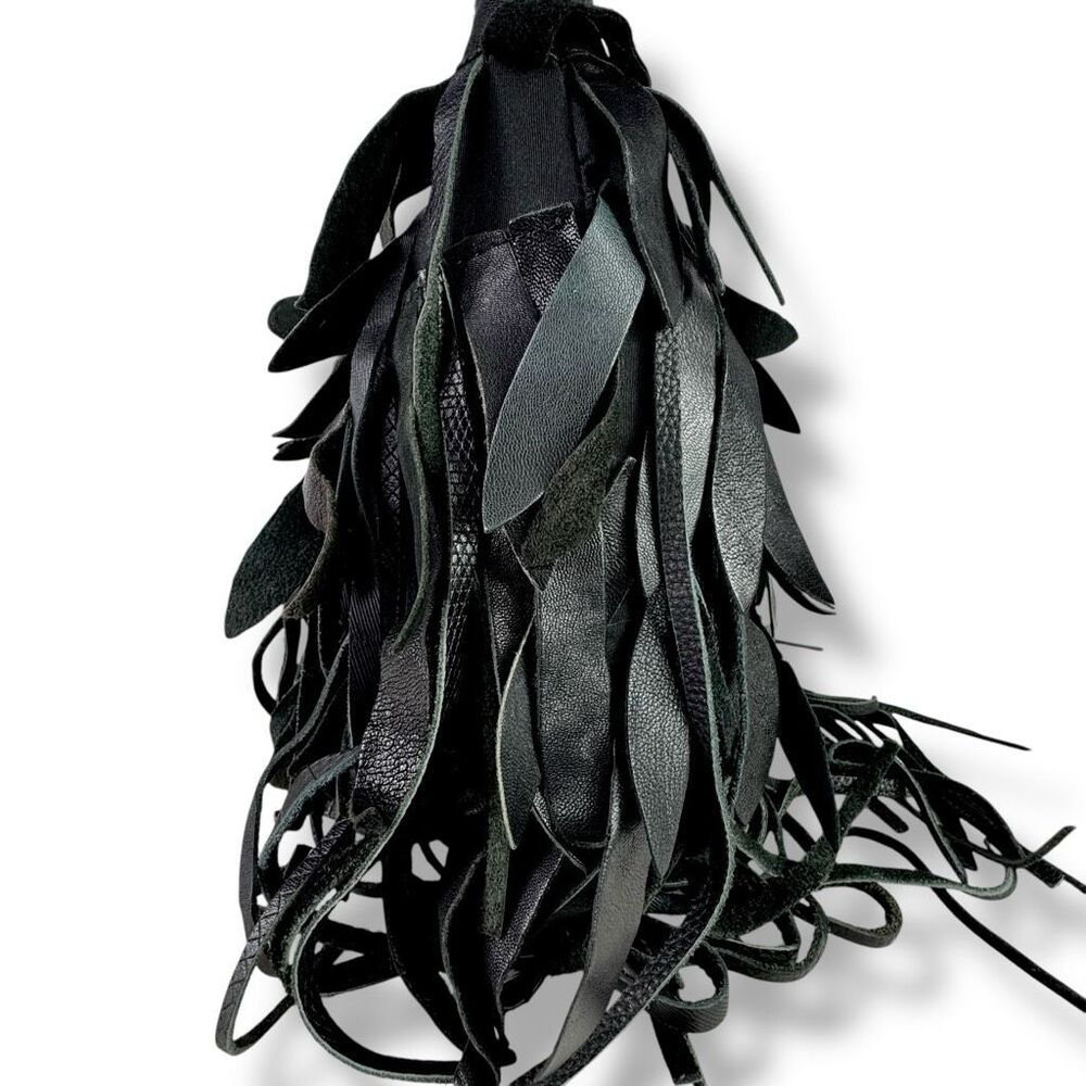 Bohemian Fringe Western Cowgirl Cowboy Rodeo Black Leather Hobo Shoulder Bag - Picture 10 of 12